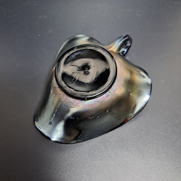 Dugan Carnival Glass Leaf Rays Tri-Corner Nappy Dish Iridescent Finish - Picture 11 of 14